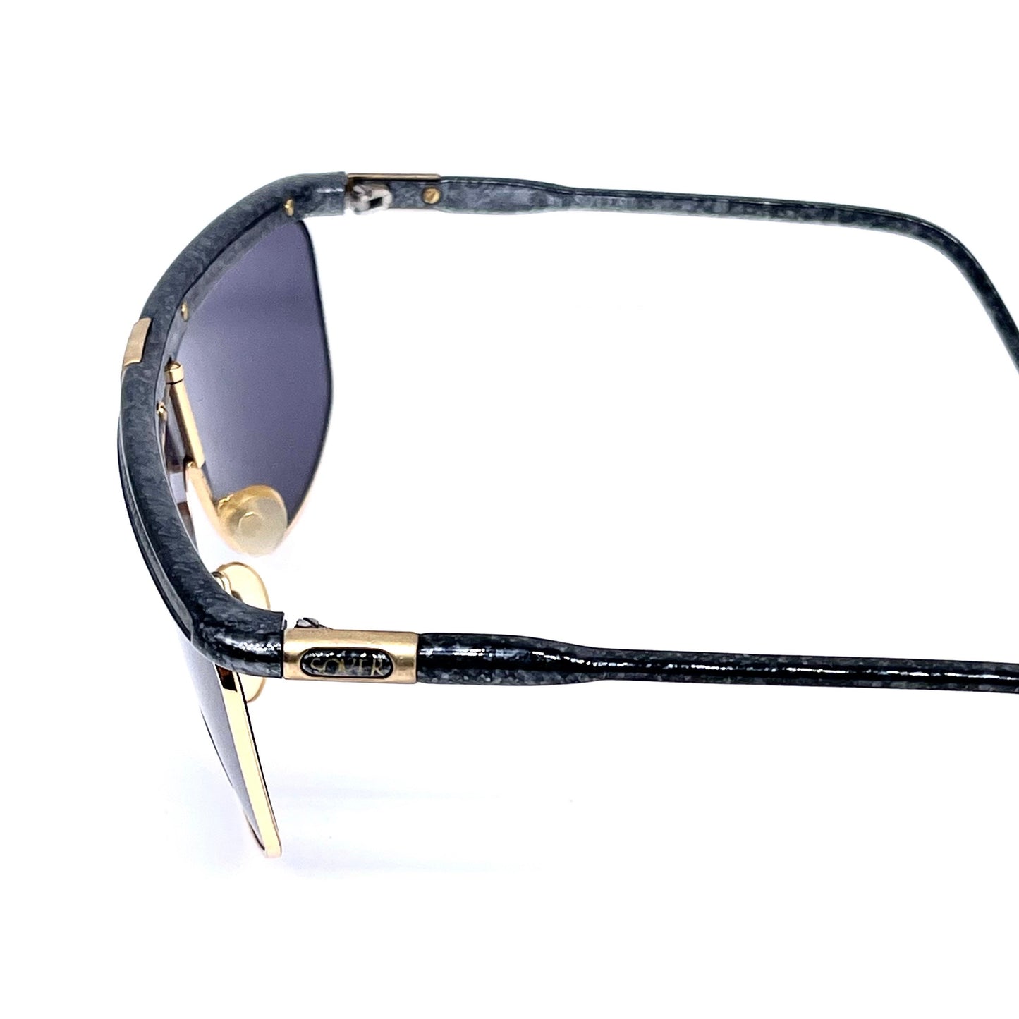 Sunglasses mask style Sover Alutanium made in Italy black-gold NOS 80s