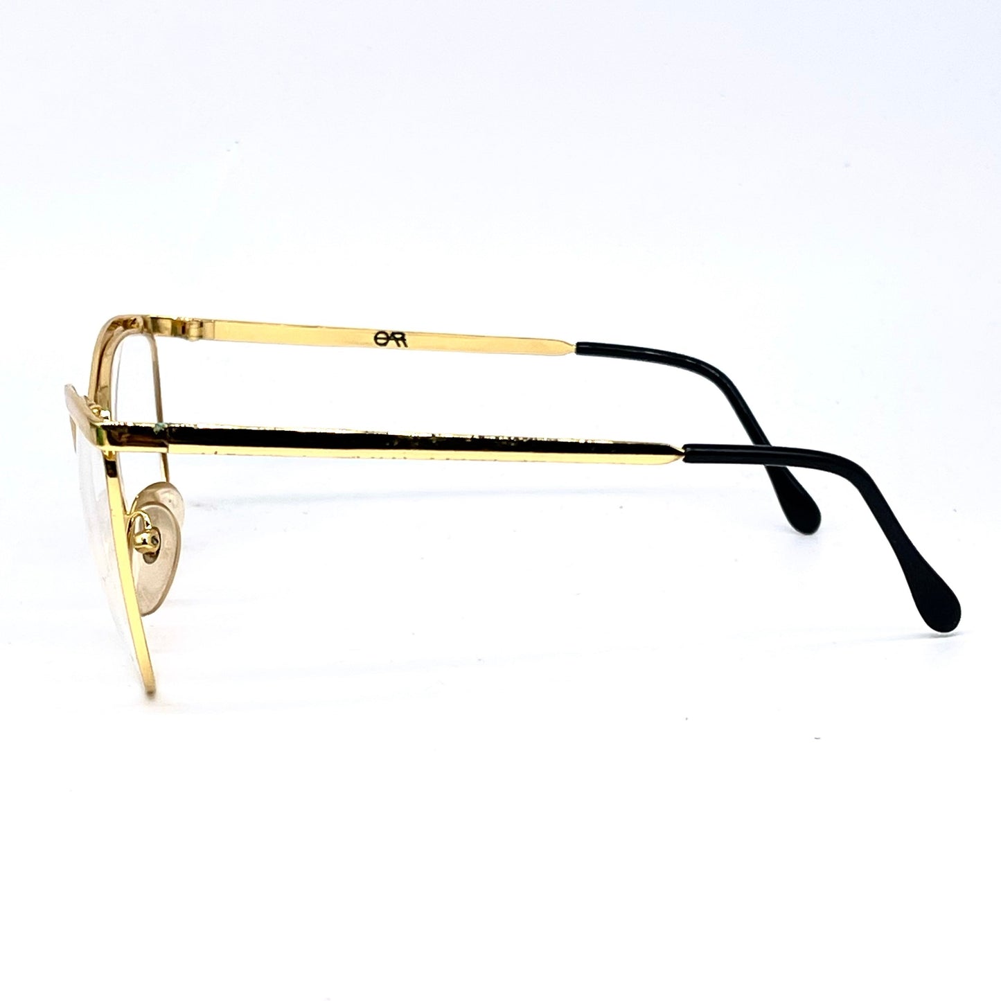 OAR golden metal cateye eyeglasses frames hand made in Italy, 1980s NOS