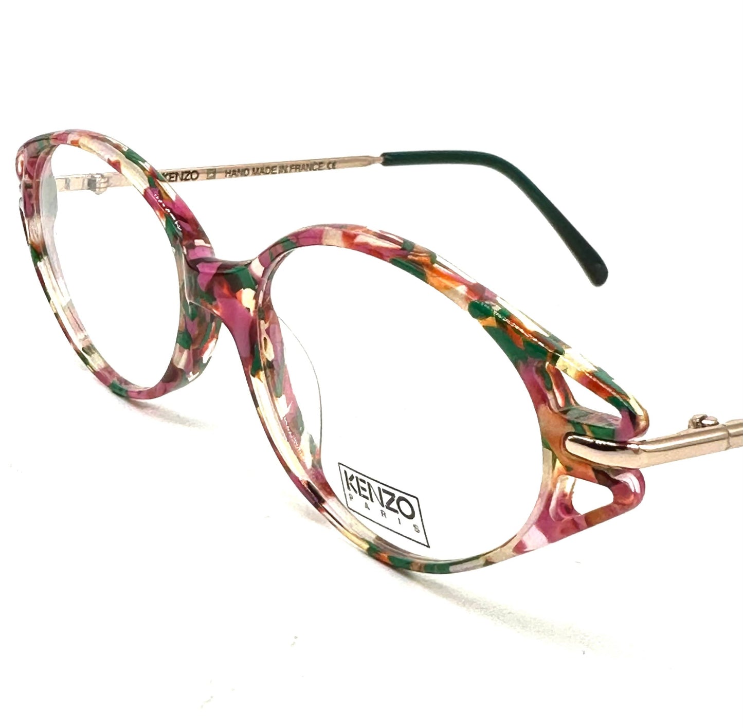 Kenzo Pompei K157 eyeglasses frames in a colorful speckled cello,80s hand made France