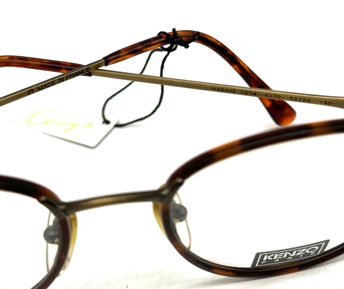 Kenzo Madake K172 elegant Panto antique brass / tortoise eyeglasses frames, windsor style hand made France, 80s NoS