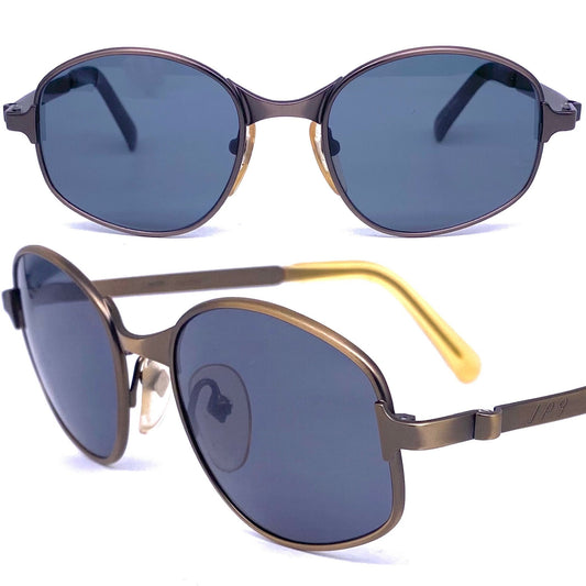 Jean Paul Gaultier 56-1179 steampunk sunglasses, oval wrap shape in 2 brushed metal colors, NOS 90s Japan