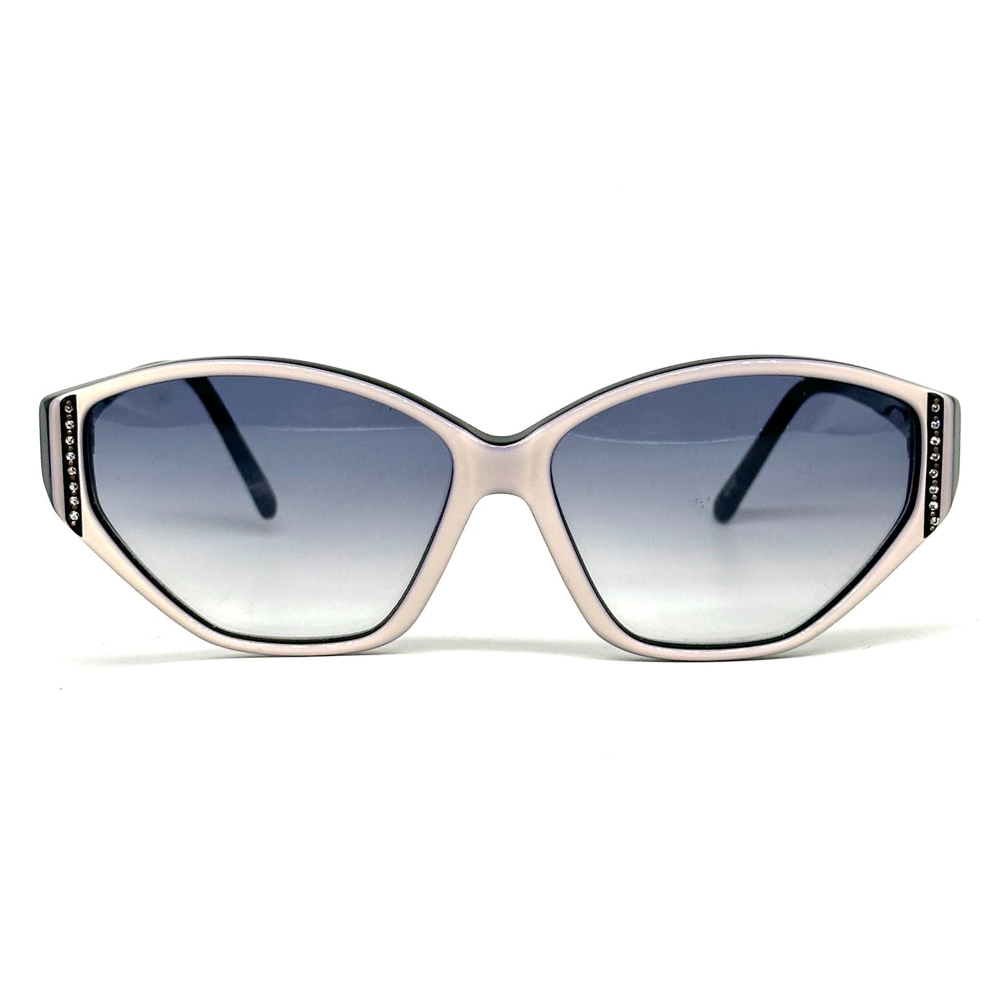 Jean-Louis Scherrer Paris frame 865 cat eye sunglasses in black and white acetate enriched with rhinestones. 90s NOS France