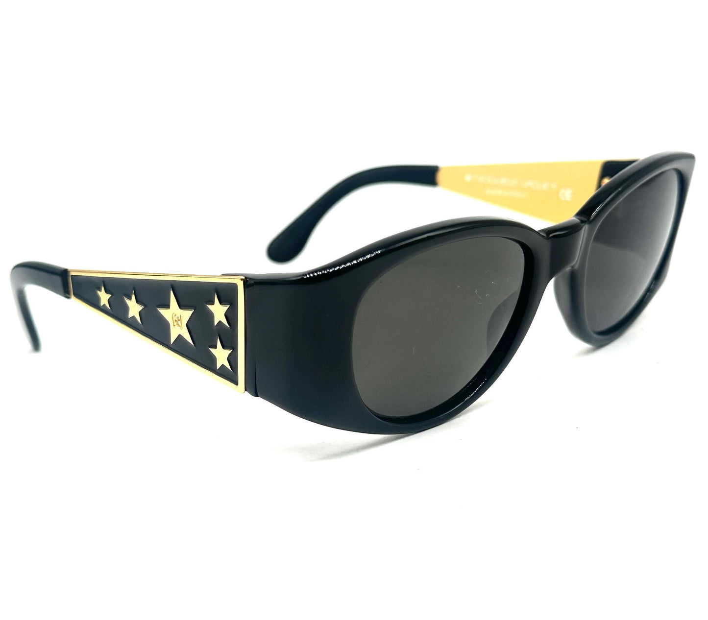 Nouvelle Vague Dane rocker retro sunglasses w embossed golden stars, 2 colors, NoS 80s Italy