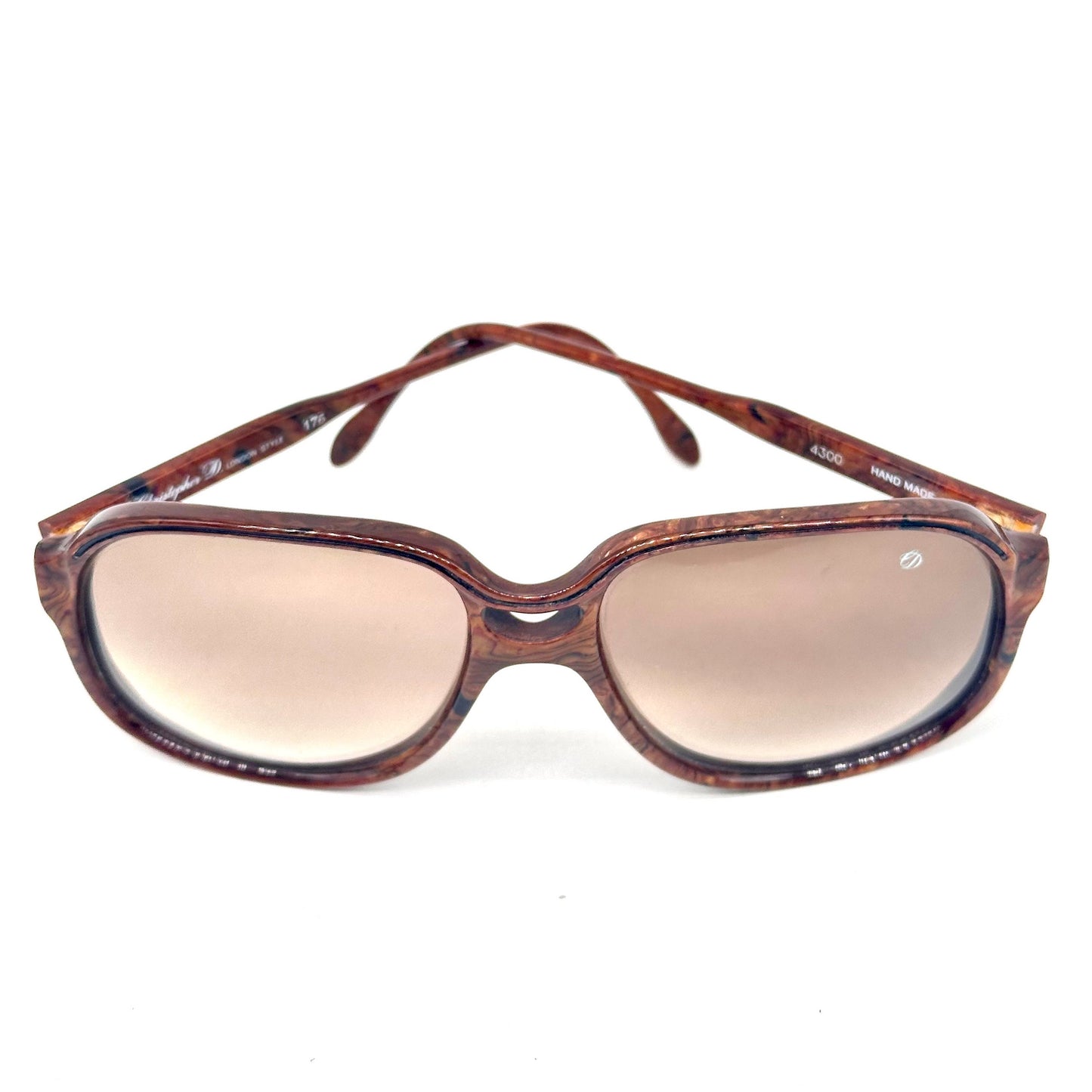 Christopher Dunhill London brown marble square oversize sunglasses hand made in Italy, 90s NOS