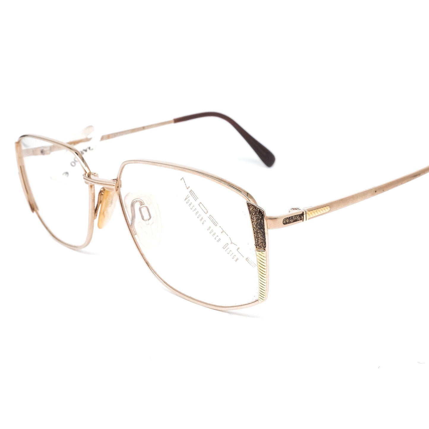 Neostyle 003 335 square golden geeky eyeglasses frames, 1980s NOS France