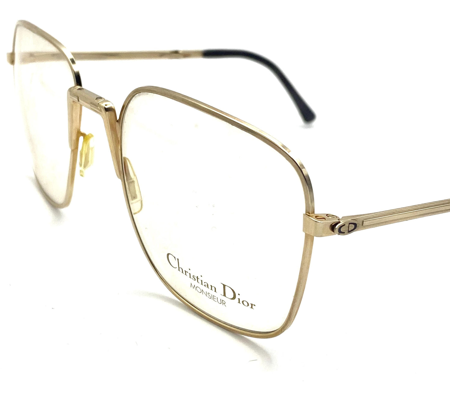 Dior Monsieur 2287 folding square gold glasses frames made in Austria in the 80s, NOS mint