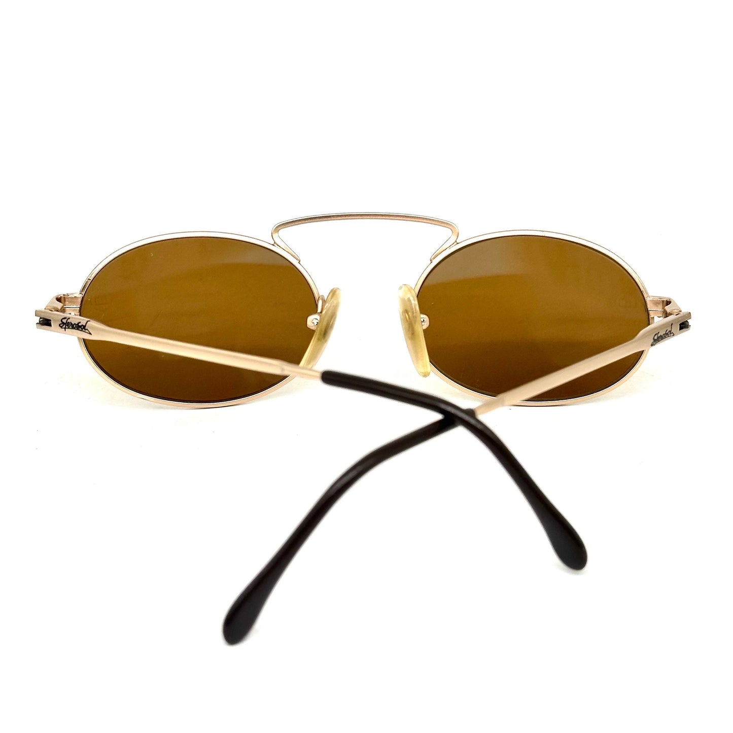 Sferoflex 985 oval metal sunglasses w retro high bridge and crystal lenses, hand made in Italy in the 80s