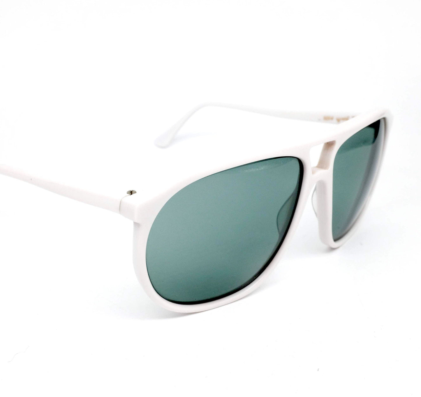 Lozza Zilo Sport white cello aviator sunglasses w crystal lenses, 1970’s  NOS Italy