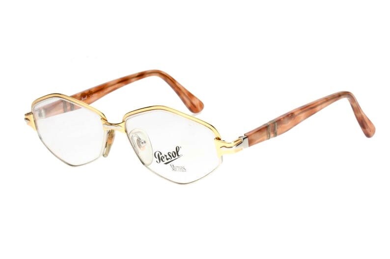 Persol Ratti Athena by Alain Mikli golden hexagonal eyeglasses frames NOS 80s