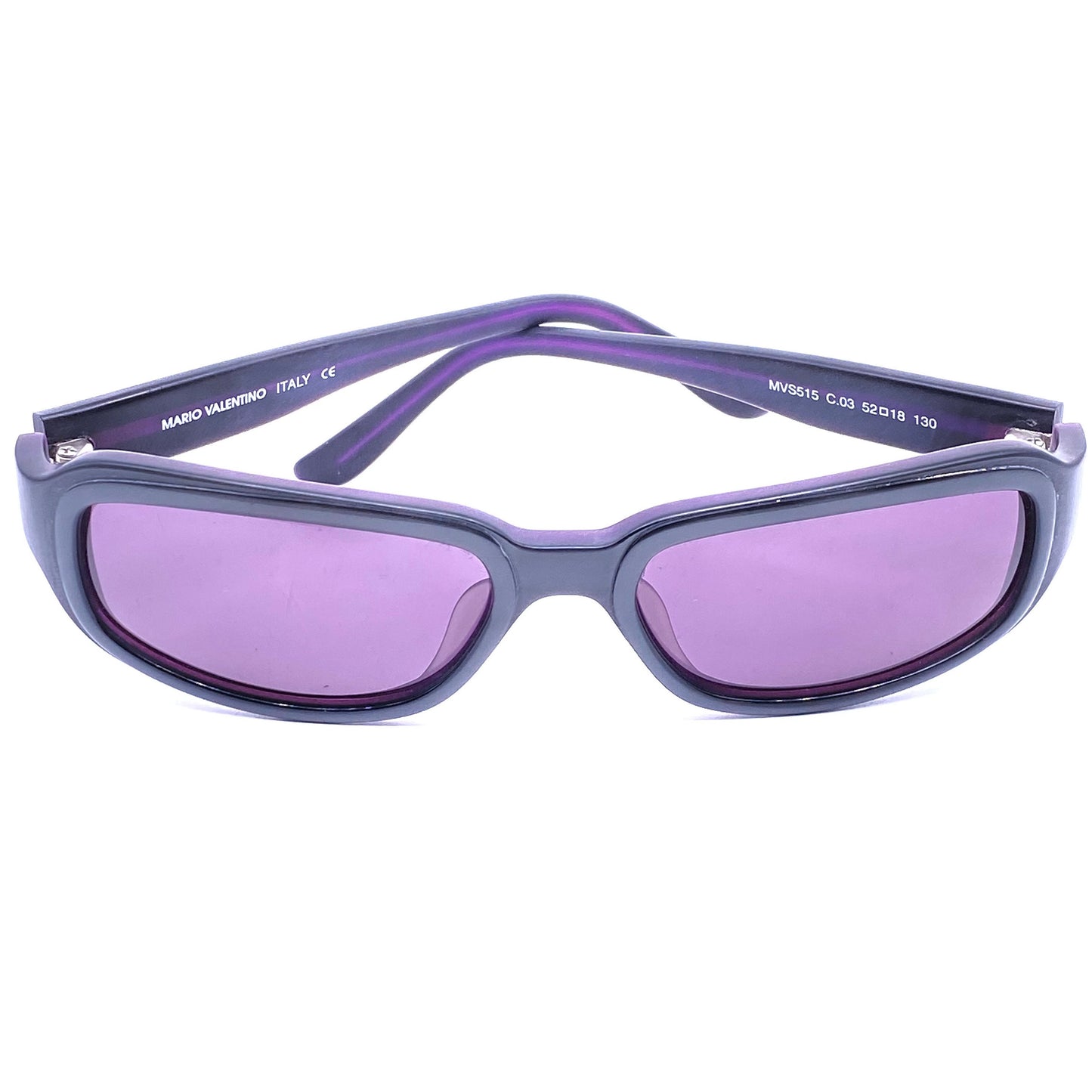 Mario Valentino MVS515 rectangular wrap shades in multilayered acetate, 3 colors NOS 90s