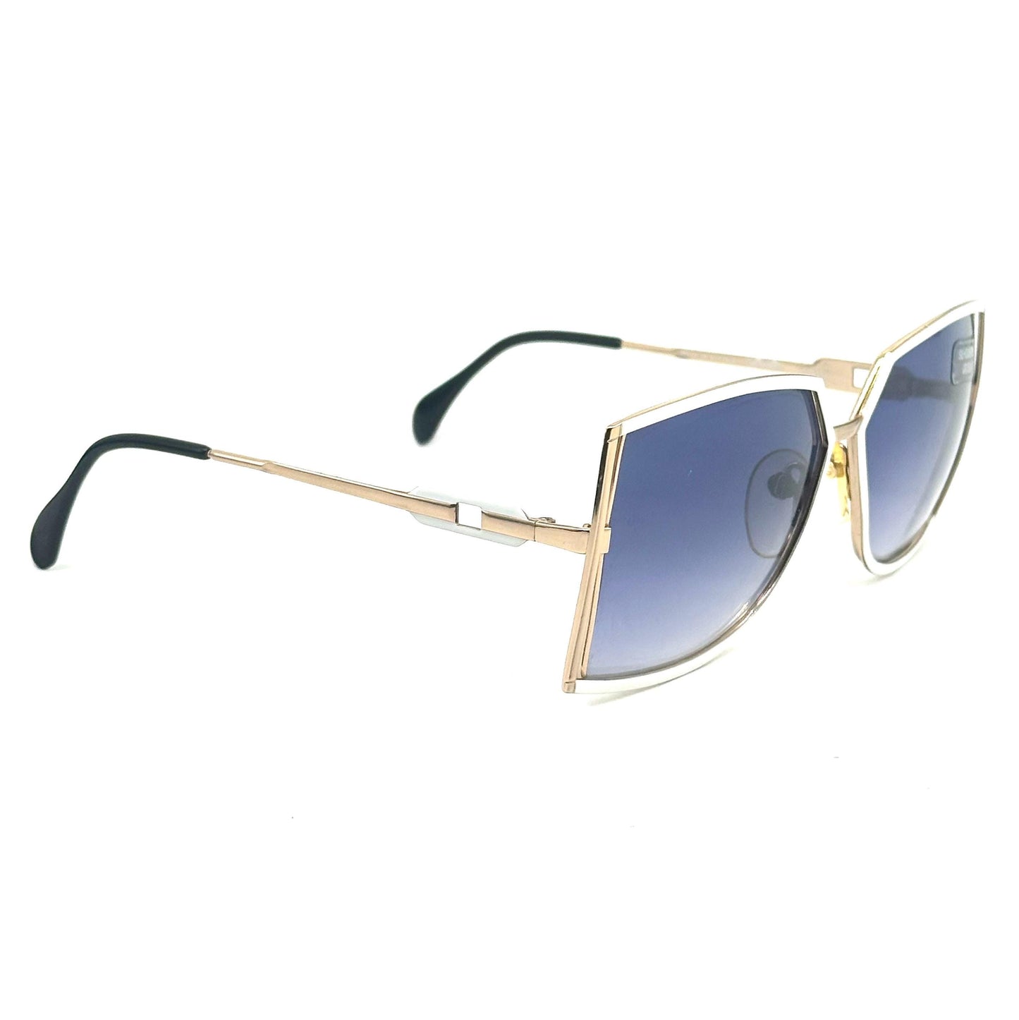 Silhouette 8010 vintage squared white and gold metal frame, blue gradient lenses sunglasses 1980s NOS Austria