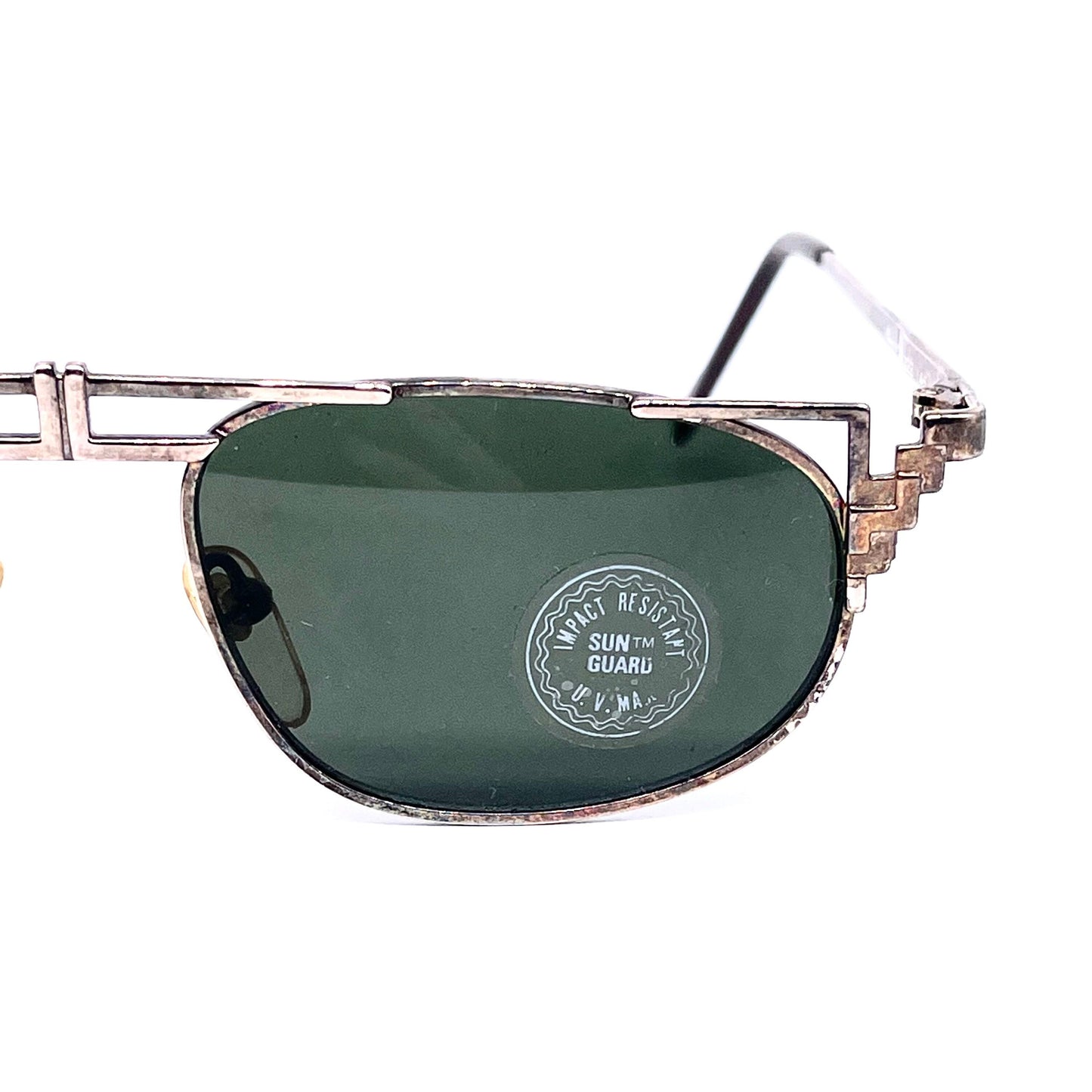 Incognito avant-garde silver metal sunglasses, geometrical Cazal inspired style, 80s NOS