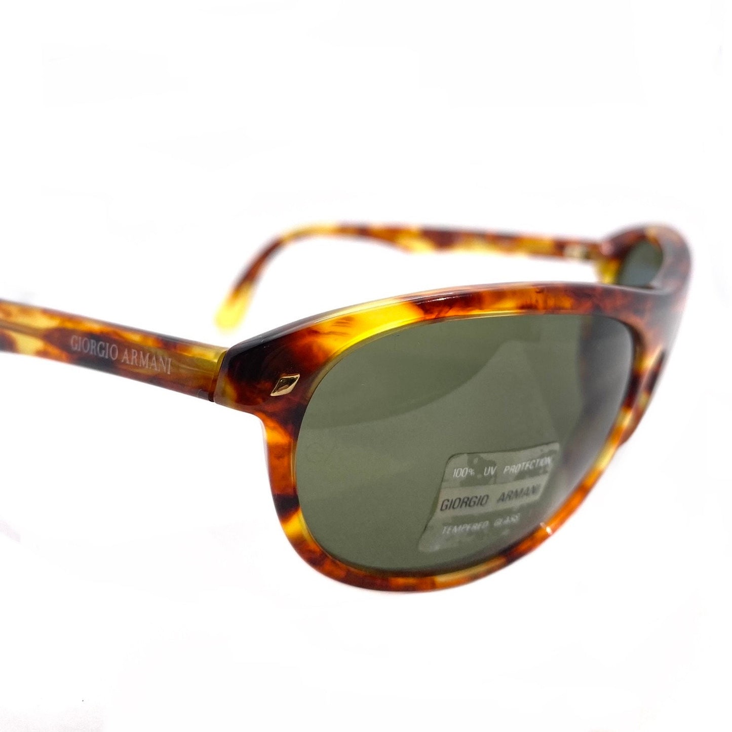 Emporio Armani 811 tortoise wrap sunglasses w tempered crystal lenses, NoS 80s Italy