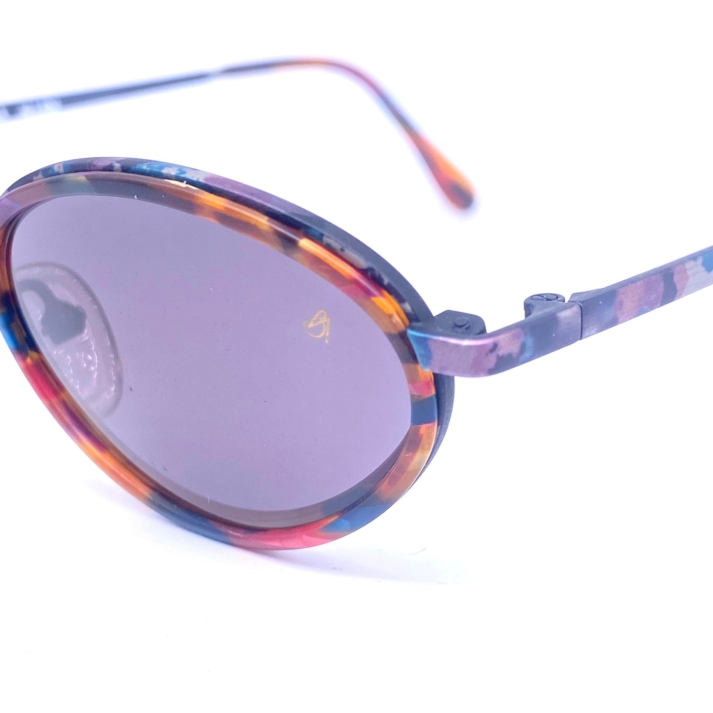 Barbara Allen oval dbl rim minimalist sunglasses w retro Styled bridge, coming in tortoise or multicolor acetate, NOs 80s