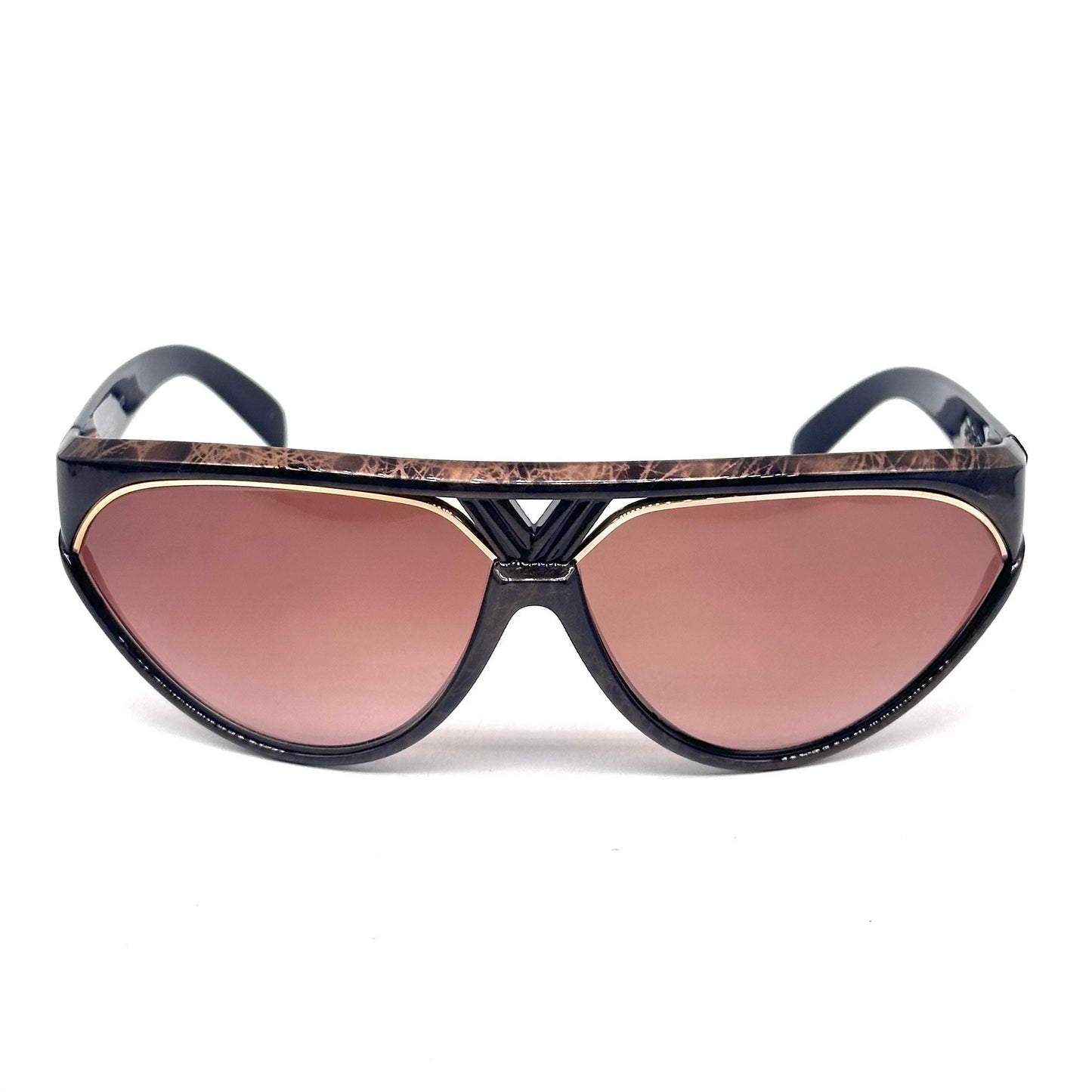 YSL Saint Laurent Champ Elysees collectible wrap sunglasses black/gold marbles texture, NOs 80s