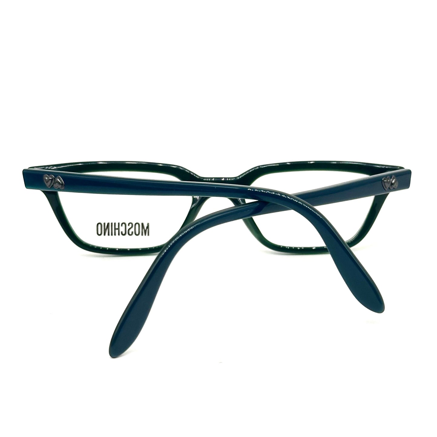 Moschino M3516-V green cateye rectangle glasses frames hand made in Italy; 90s NoS
