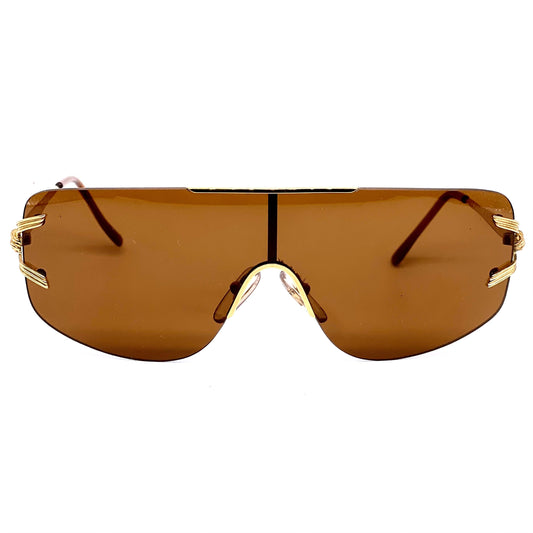 Emanuel Ungaro by Persol Ratti mask sunglasses with gold plated structure & rope temples NOS 80s