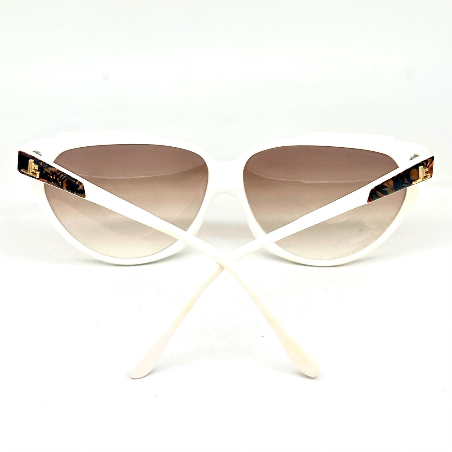 Jean-Louis Scherrer Paris frame 876 white acetate with fluid animalier marbled parts and golden JLS logo detail 90s NOS France