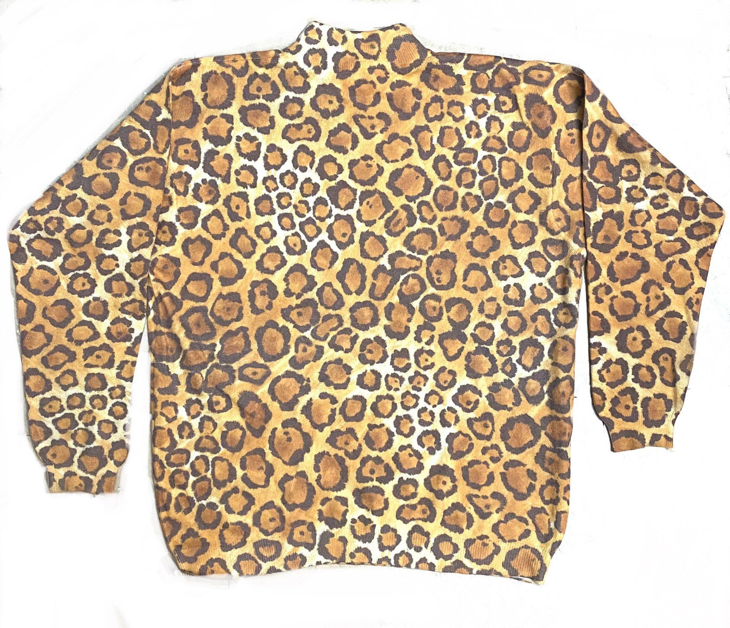 Leopard / Animalier knit turtleneck jumper slim fit, 80s as new.
