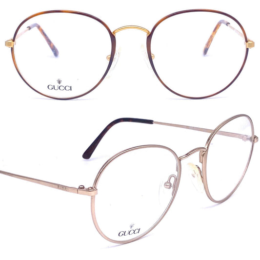 Gucci GG 2245 round golden metal frames coming in full gold or tortoise/gold colors, NOS 90s