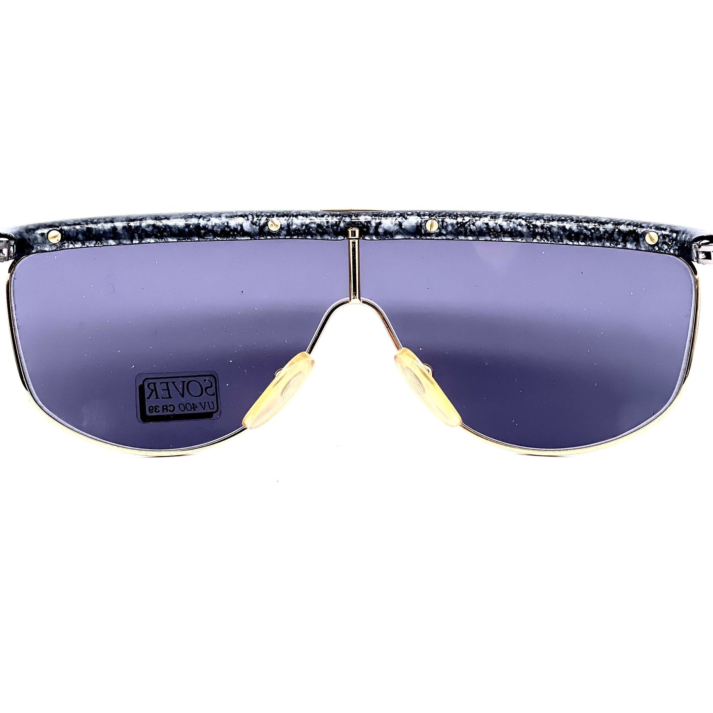 Sunglasses mask style Sover Alutanium made in Italy black-gold NOS 80s