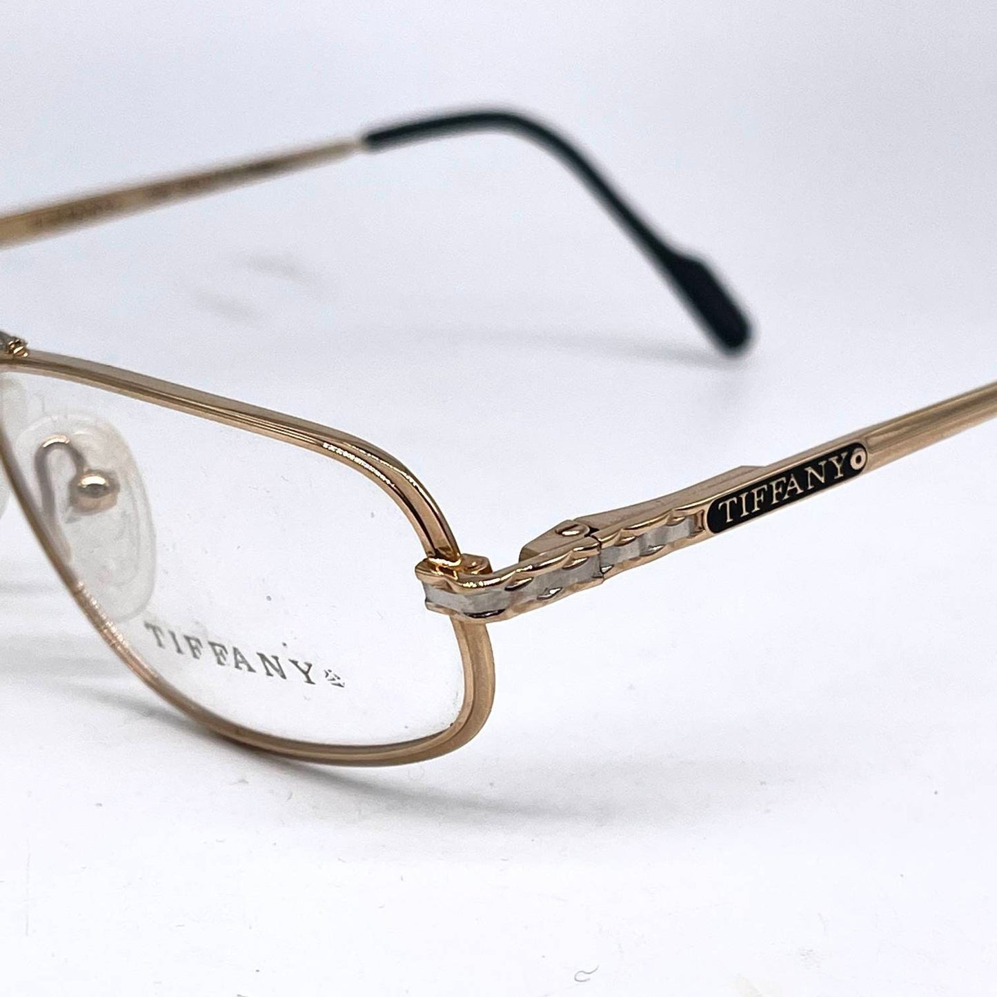 Tiffanys 23K Gold rope design browline demi lune Luxury vintage glasses, supreme piece in NOS condition, 90s.