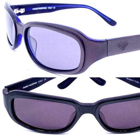Mario Valentino MVS515 rectangular wrap shades in multilayered acetate, 3 colors NOS 90s
