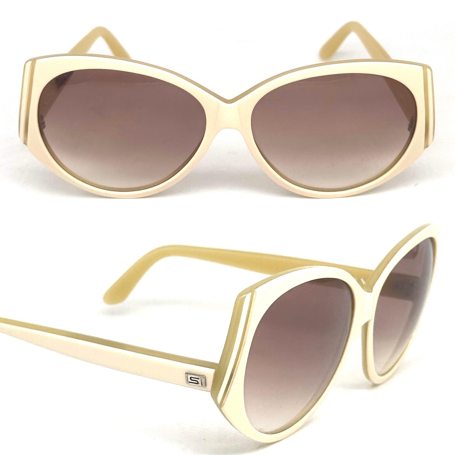 Sirtori Sabrina Handmade White Cream Vintage Sunglasses 1980s