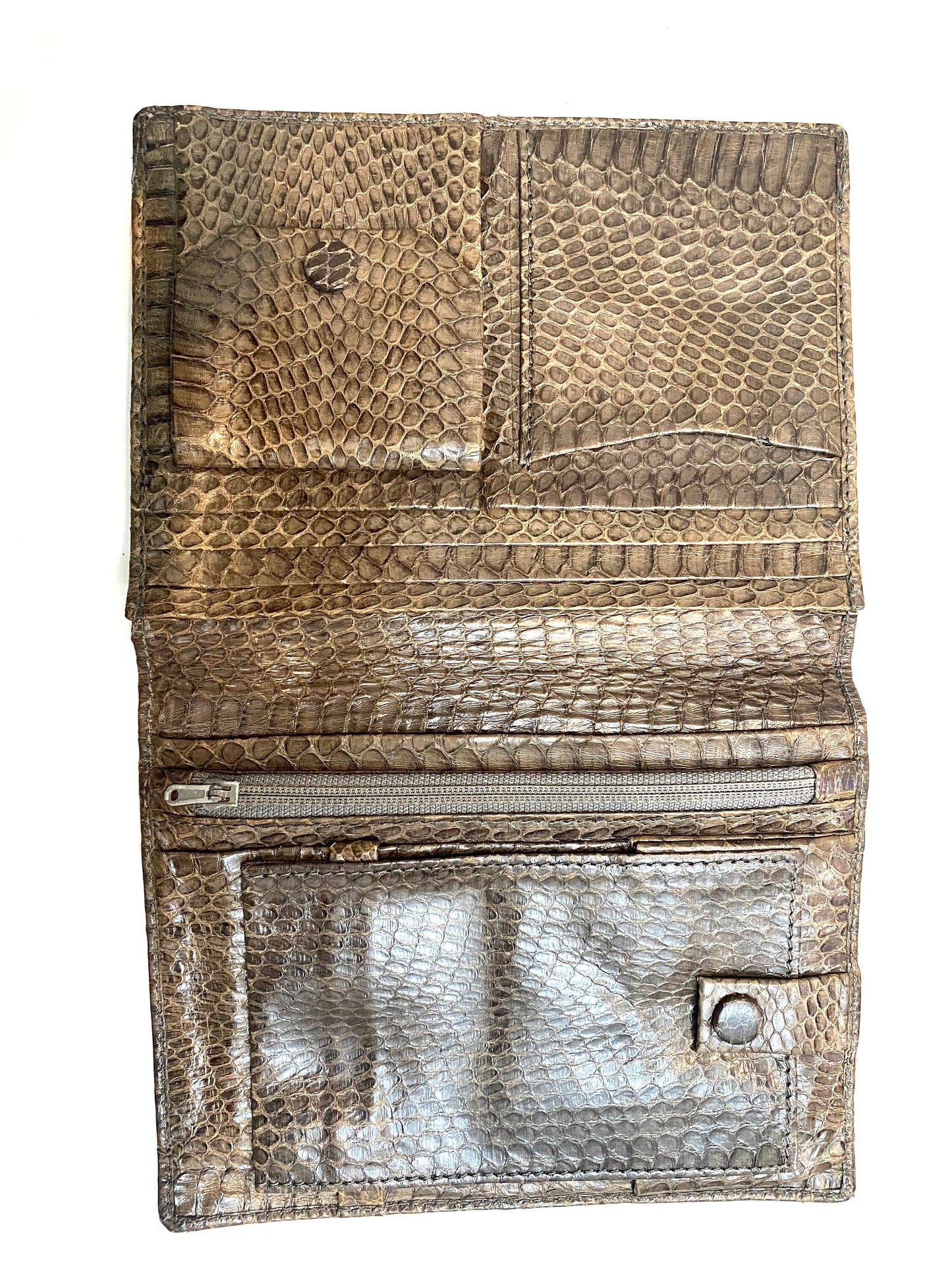 Snake leather ladies wallet with detachable checks holder, 2 colors , 1980s NOS Italy