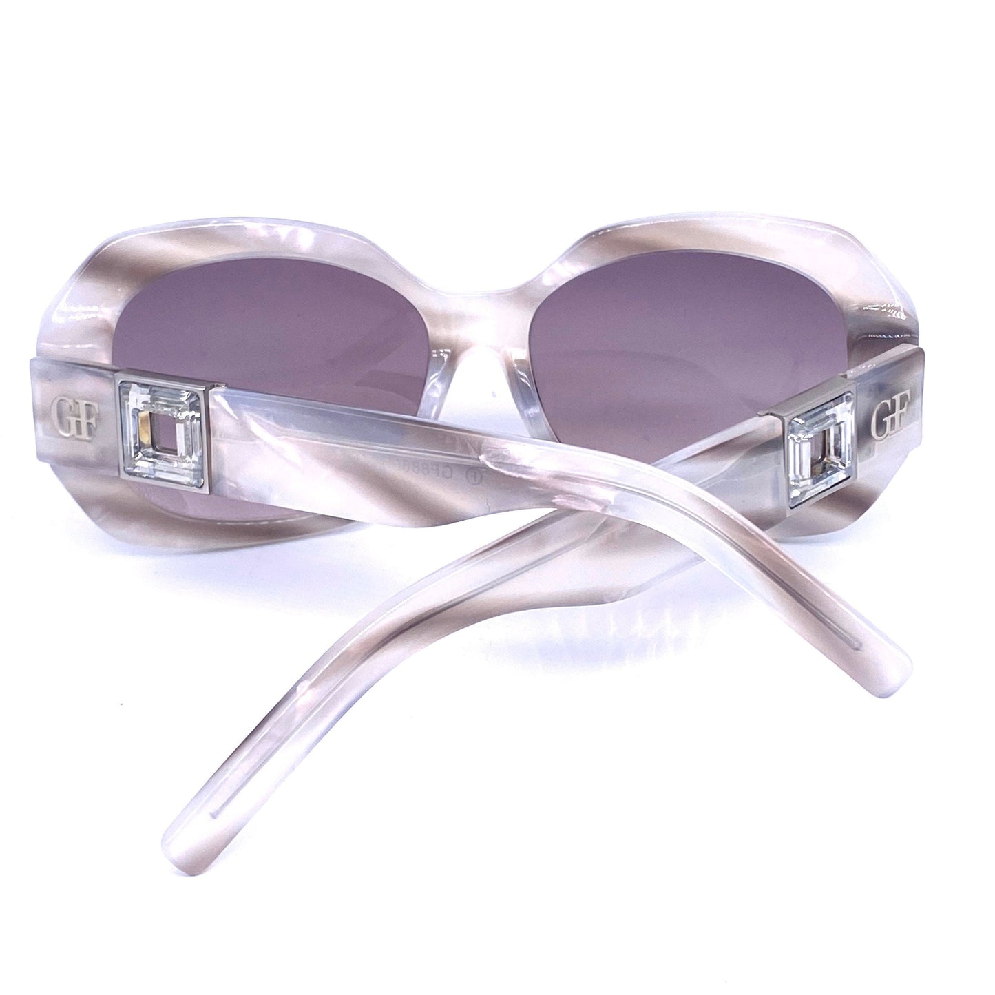 Gianfranco Ferrè square oversized sunglasses, grey marble with beautiful square rhinestone, NOS 90s