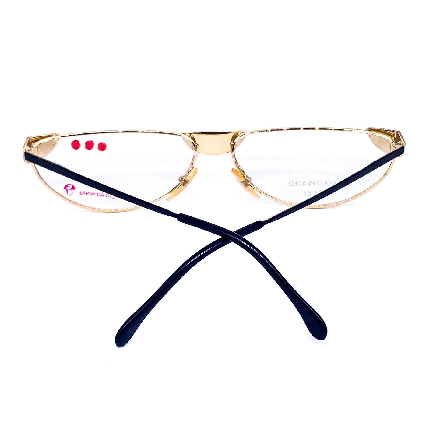 Casanova C02 vintage luxurious cateye eyeglasses frames plated in 24k gold, nos 80s Italy