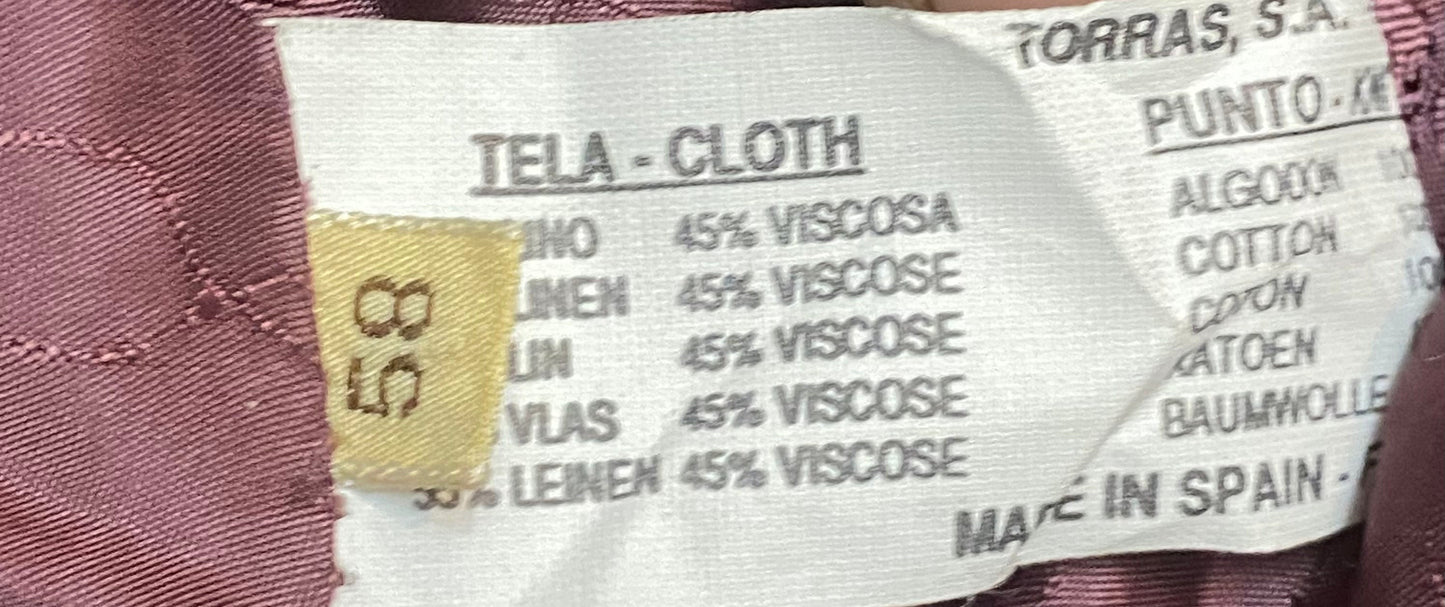 Torras pale purple bomber jacket in suede leather & linen canvas , 90s hand made in Spain, Mint