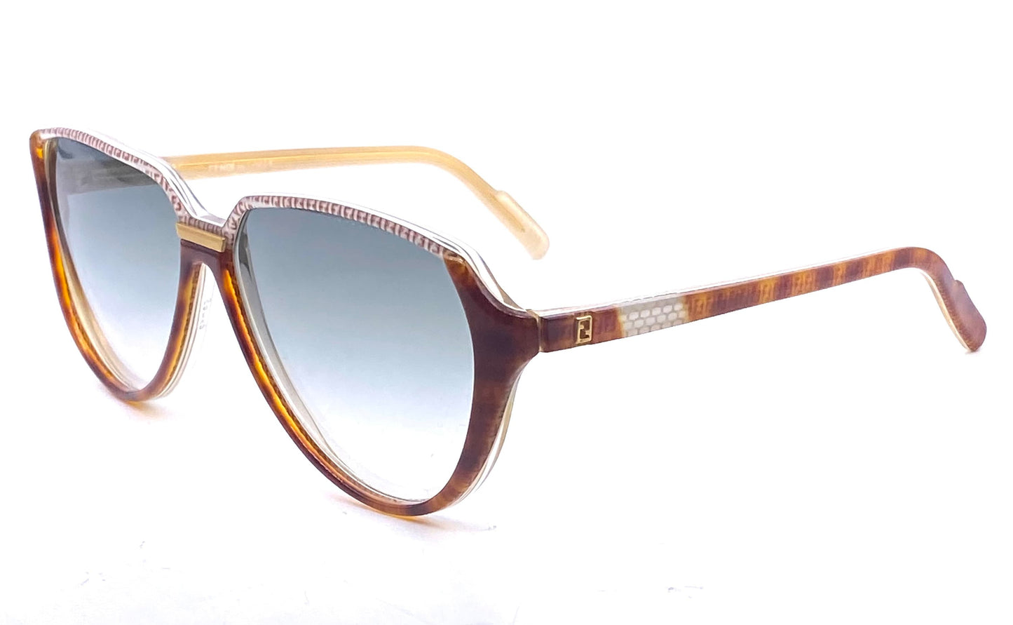 Fendi FV48 monogram drop shaped cello sunglasses made in Italy, 80s NOS