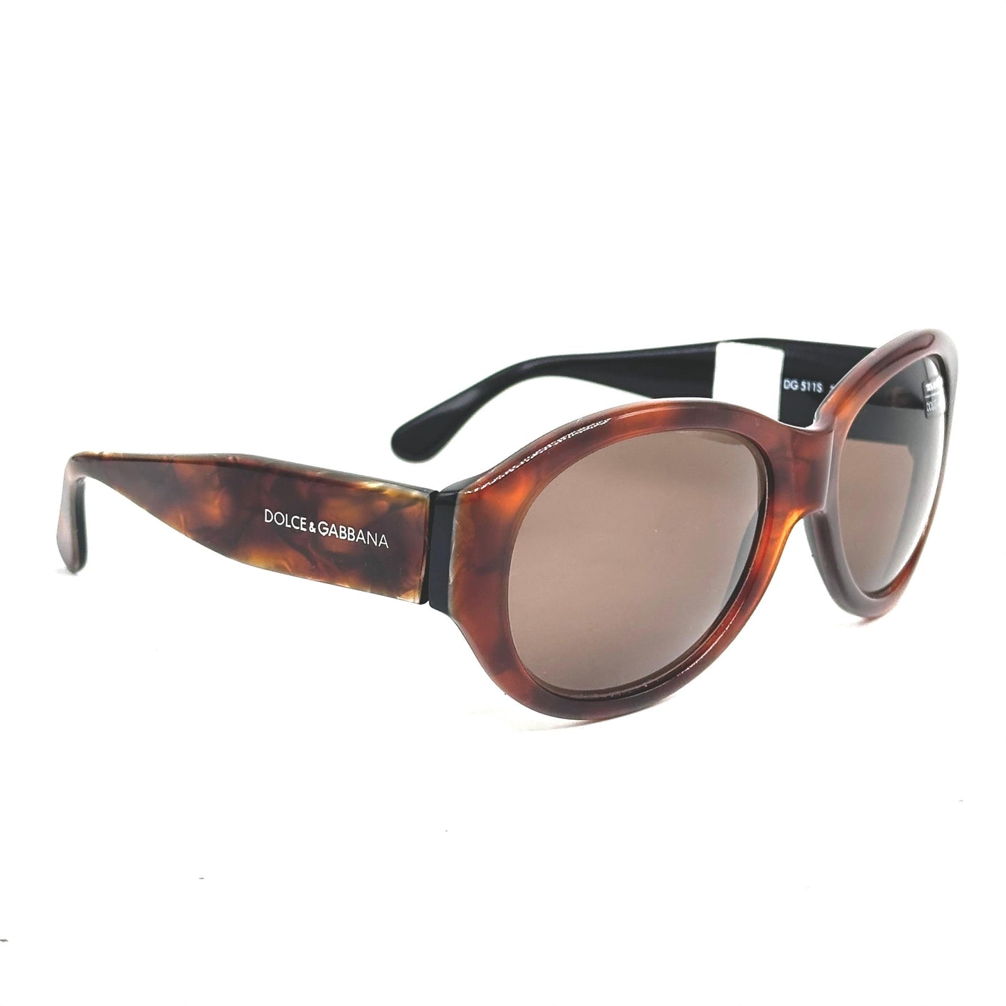 Dolce & Gabbana 511s brown marble oval fly sunglasses brown lenses 90s NoS