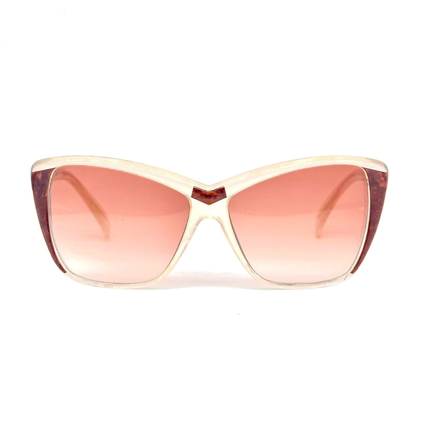 YSL Saint Laurent 8706 sunglasses made in France, marbled pearl & textured brown oversized style, 80s NOS