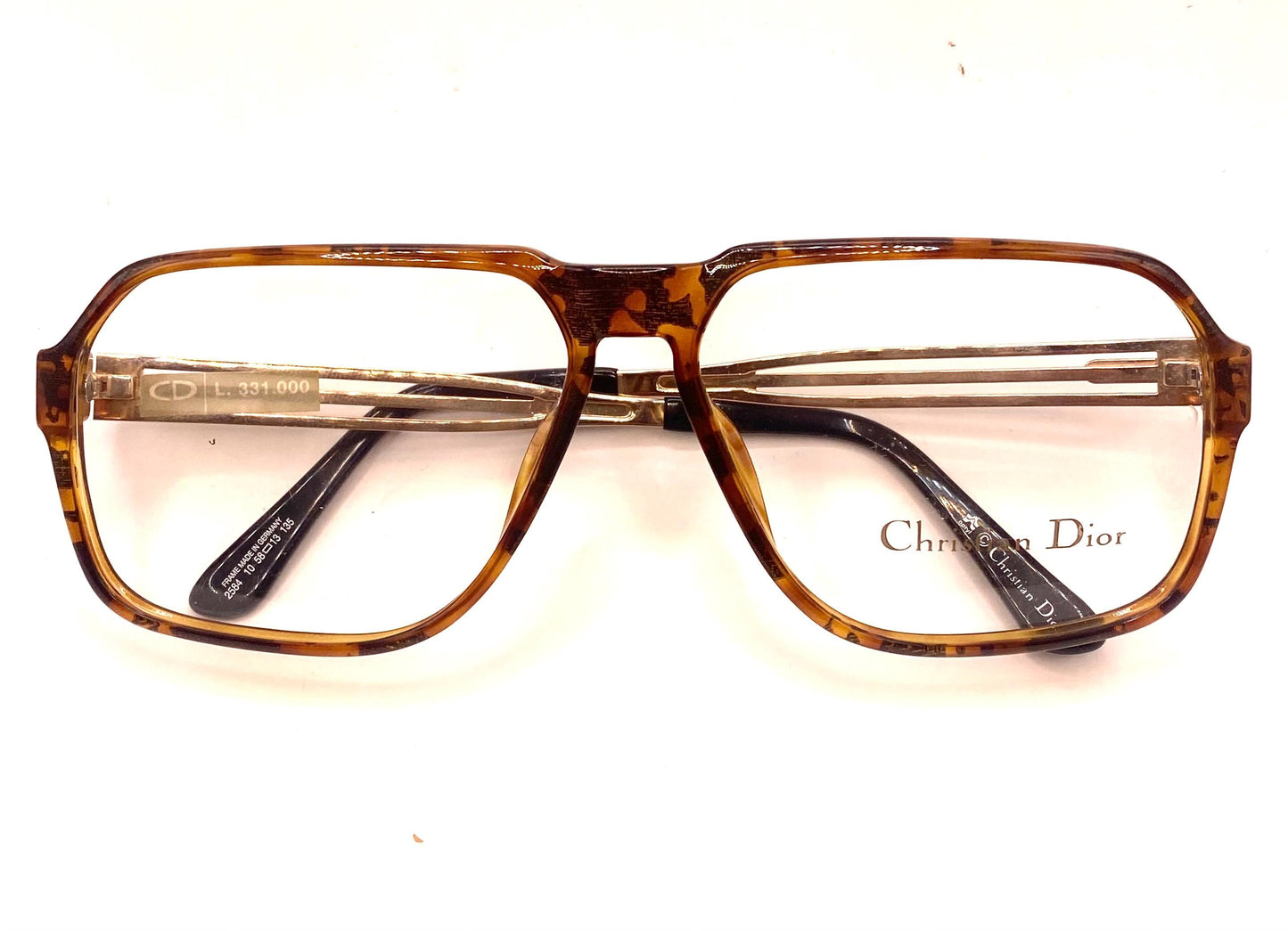 Dior Monsieur 2584 Demi blonde square aviator w golden metal temples NOS 80s Germany