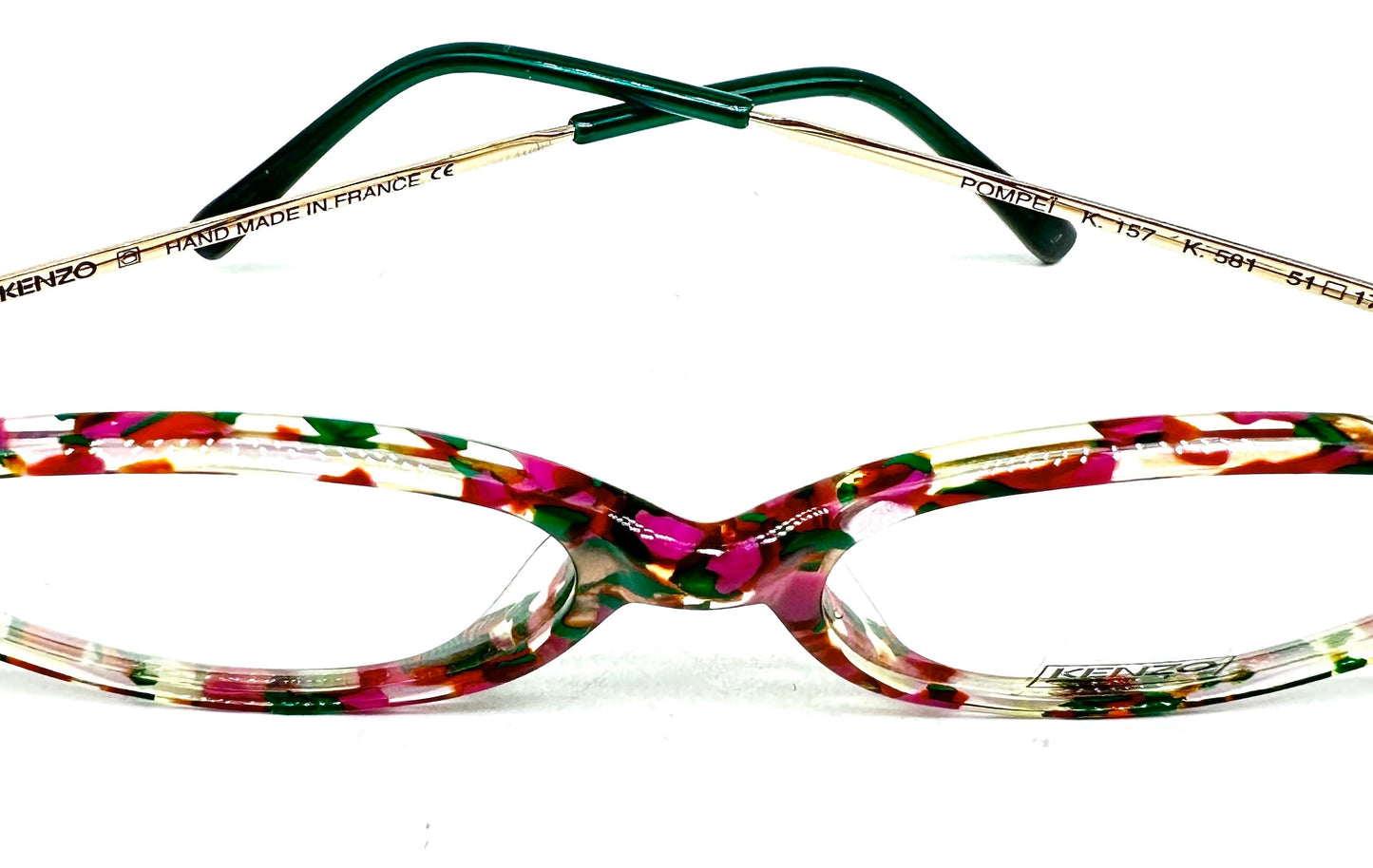 Kenzo Pompei K157 eyeglasses frames in a colorful speckled cello,80s hand made France