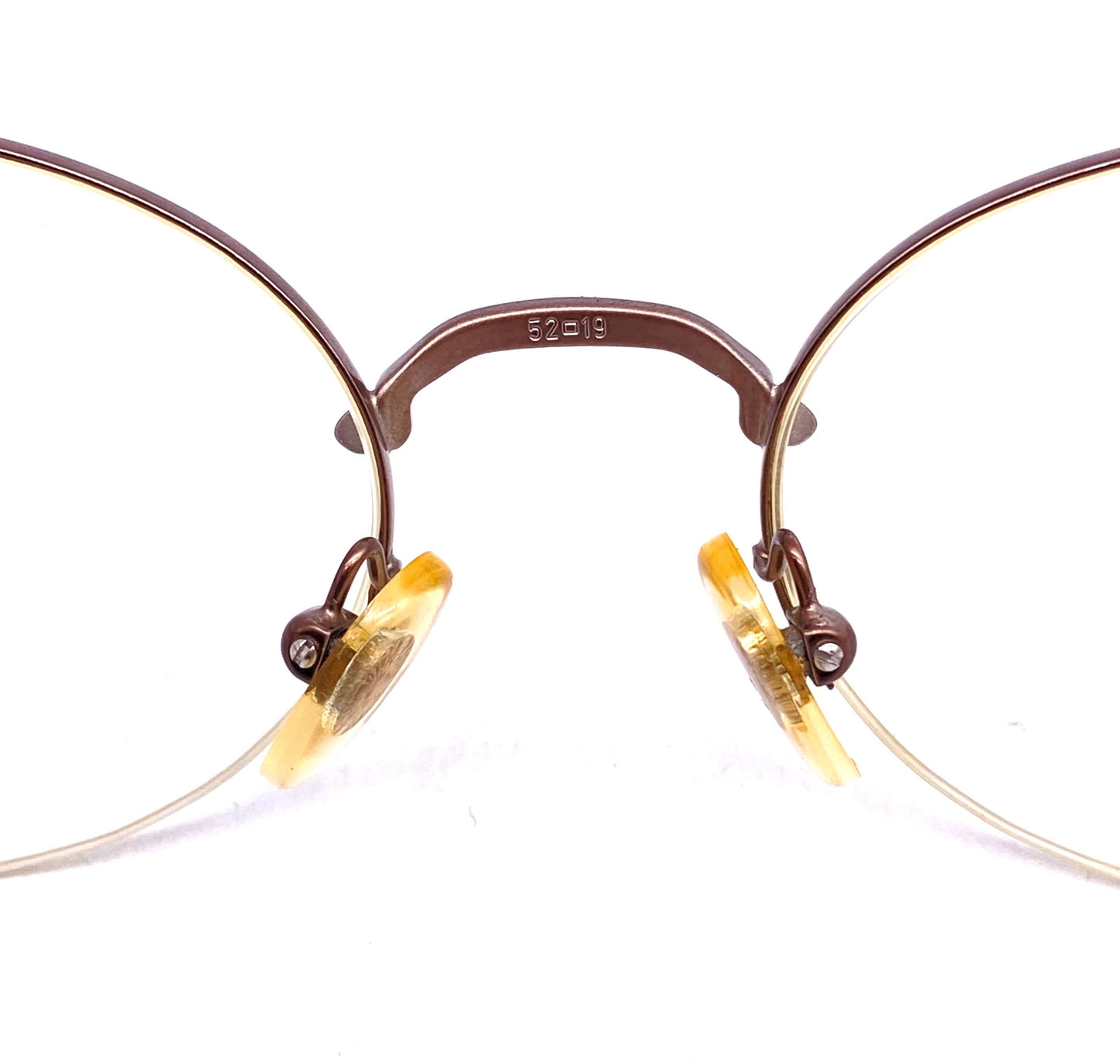 Brooks Brothers minimal oval half rimmed copper metal glasses frames, 90s NOS Italy