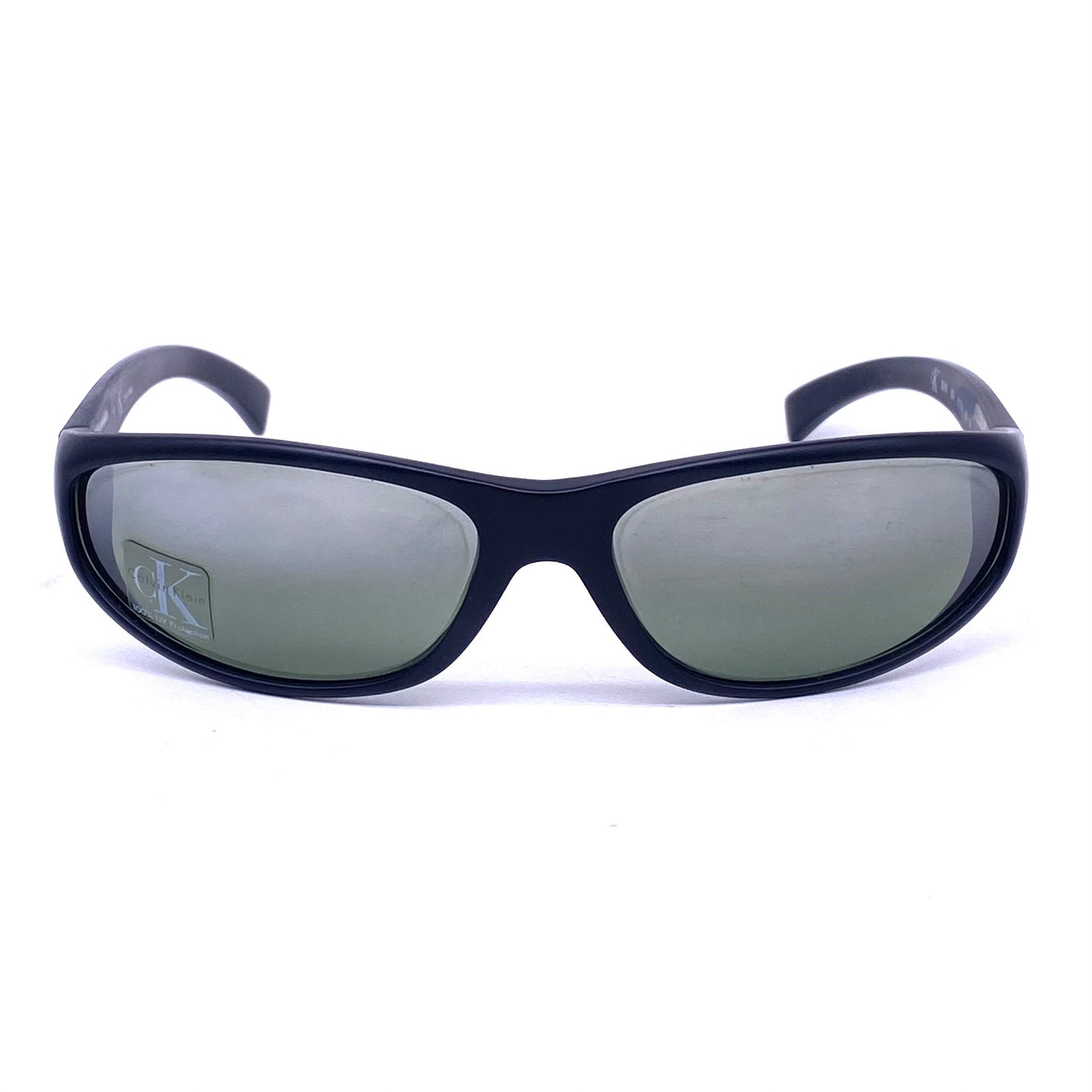 Calvin Klein 3019 matt black sporty wrap sunglasses w grey slightly mirrored lenses, NOS 90s Italy