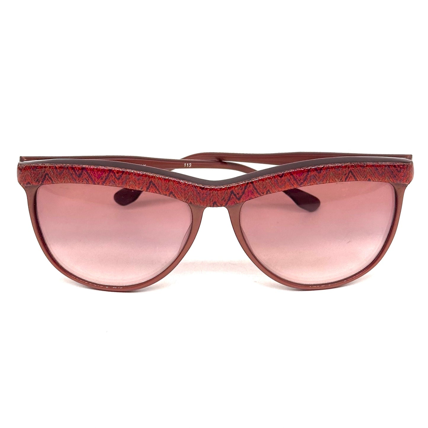 Missoni cateye sunglasses w real knit browline insert, NOS hand made in Italy in the 80s