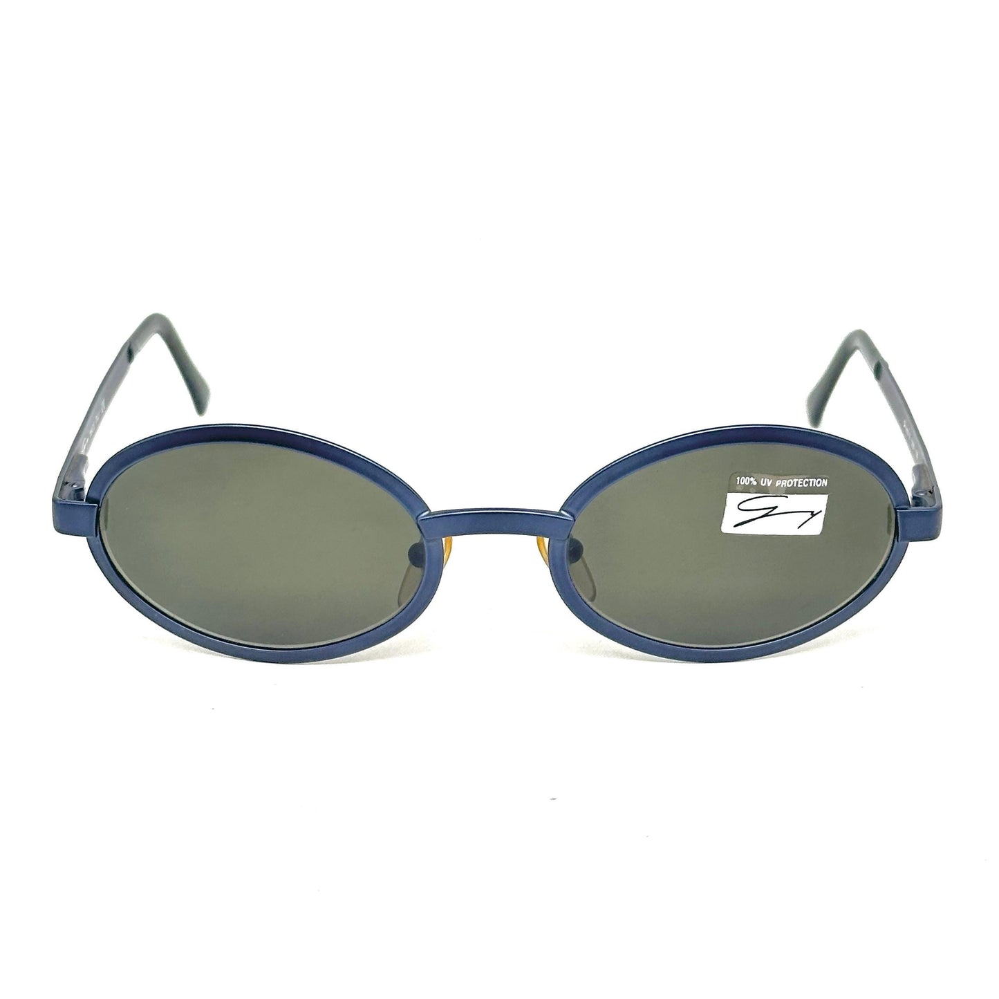 Genny 621-S metallic blue oval sunglasses made in Italy 90s NOS