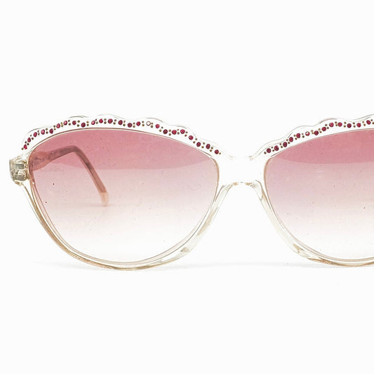 Stendhal Paris elegant cateye cello sunglasses with pink degrade lenses and charming browline design, NOS Made in France 80s