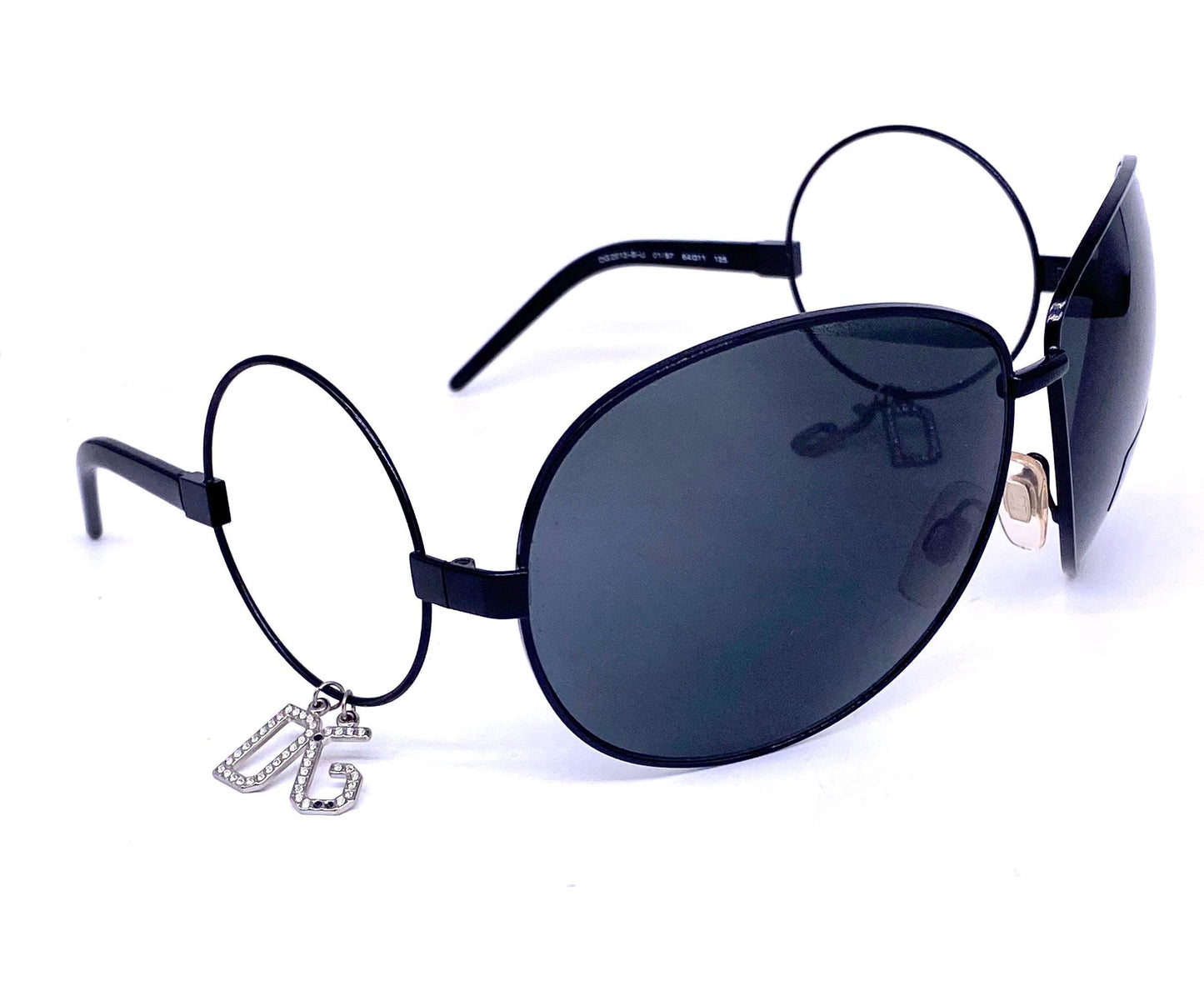 Dolce e Gabbana rare oversized metal sunglasses w spaceage inspired temples & jewelled inserts, NOS