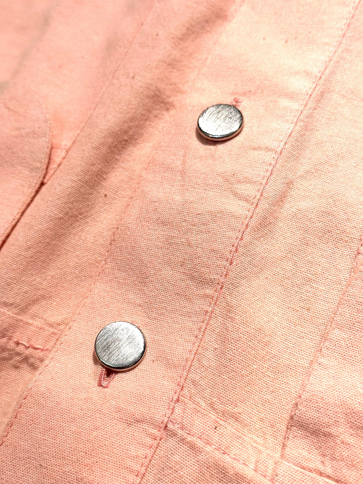 LuvTricot milano pink cotton shirt w- butterfly macramè embroideries, NOS 80s Italy sz 42-M