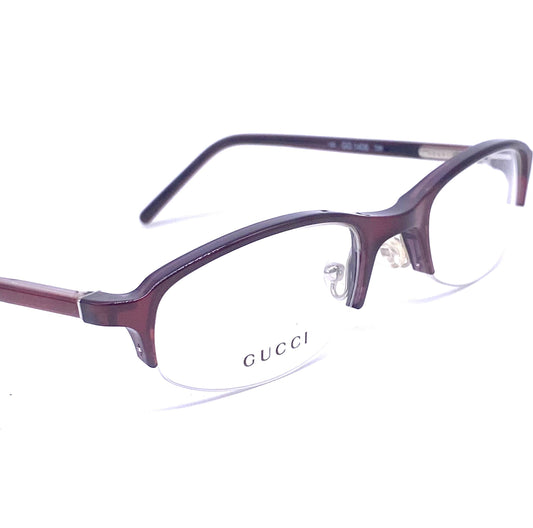Gucci GG1406 minimalist oval wine color half rimmed glasses frames, NOS 90s Italy