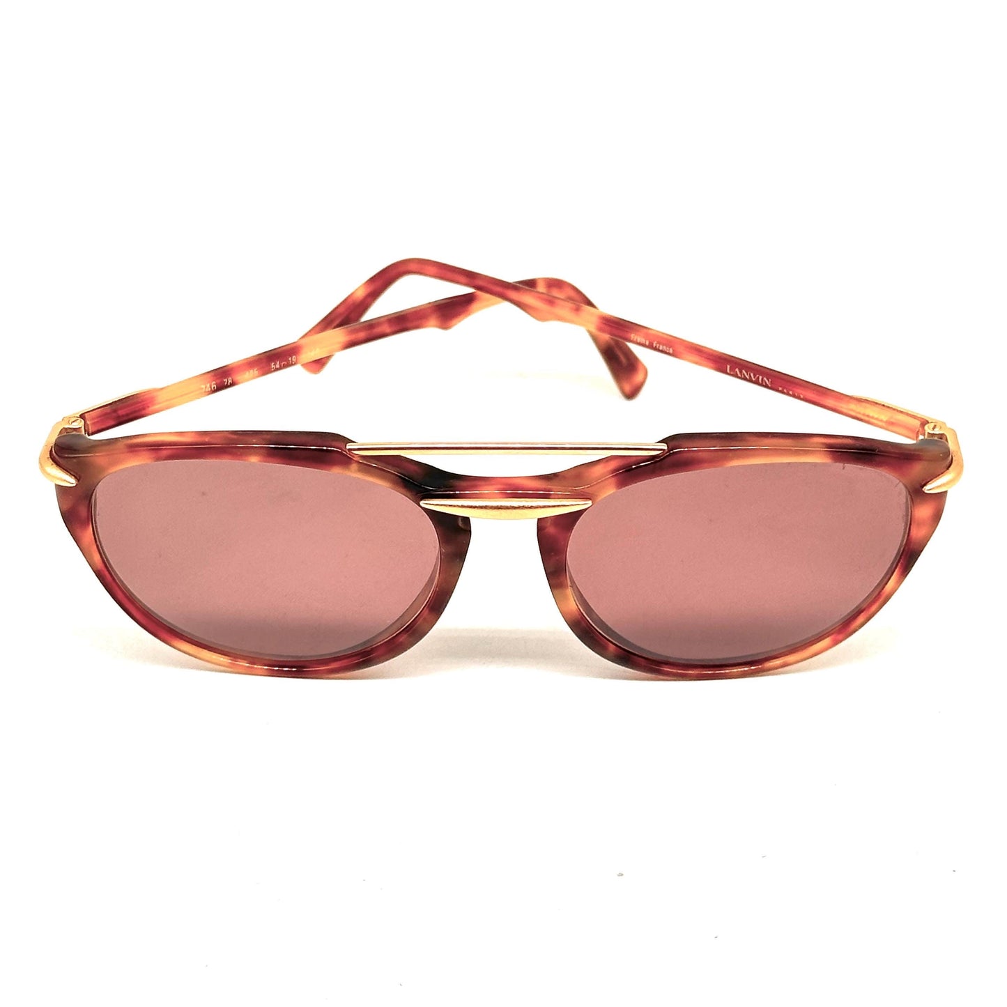 Lanvin 746 vintage aviator brown tortoise sunglasses with brown lenses and detailed by golden parts 80s Nos Paris Made in France