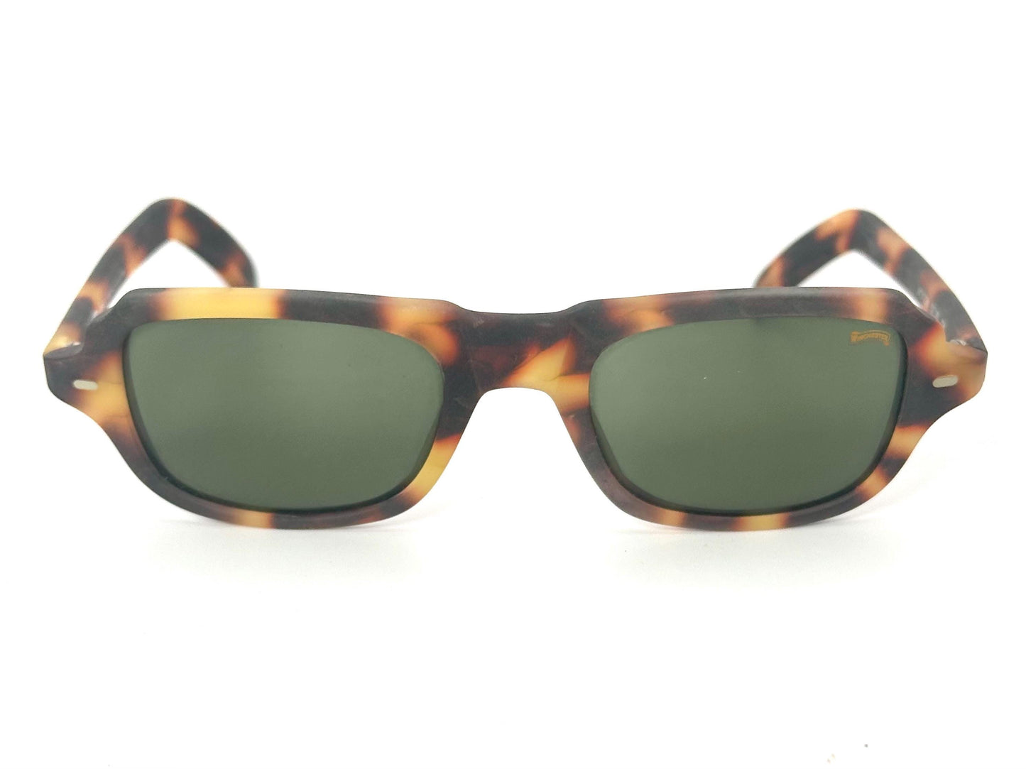 Winchester Jackson tortoise square sunglasses, cool retro 60s style w finest tempered Crystal lenses by Barberini, NoS 90s