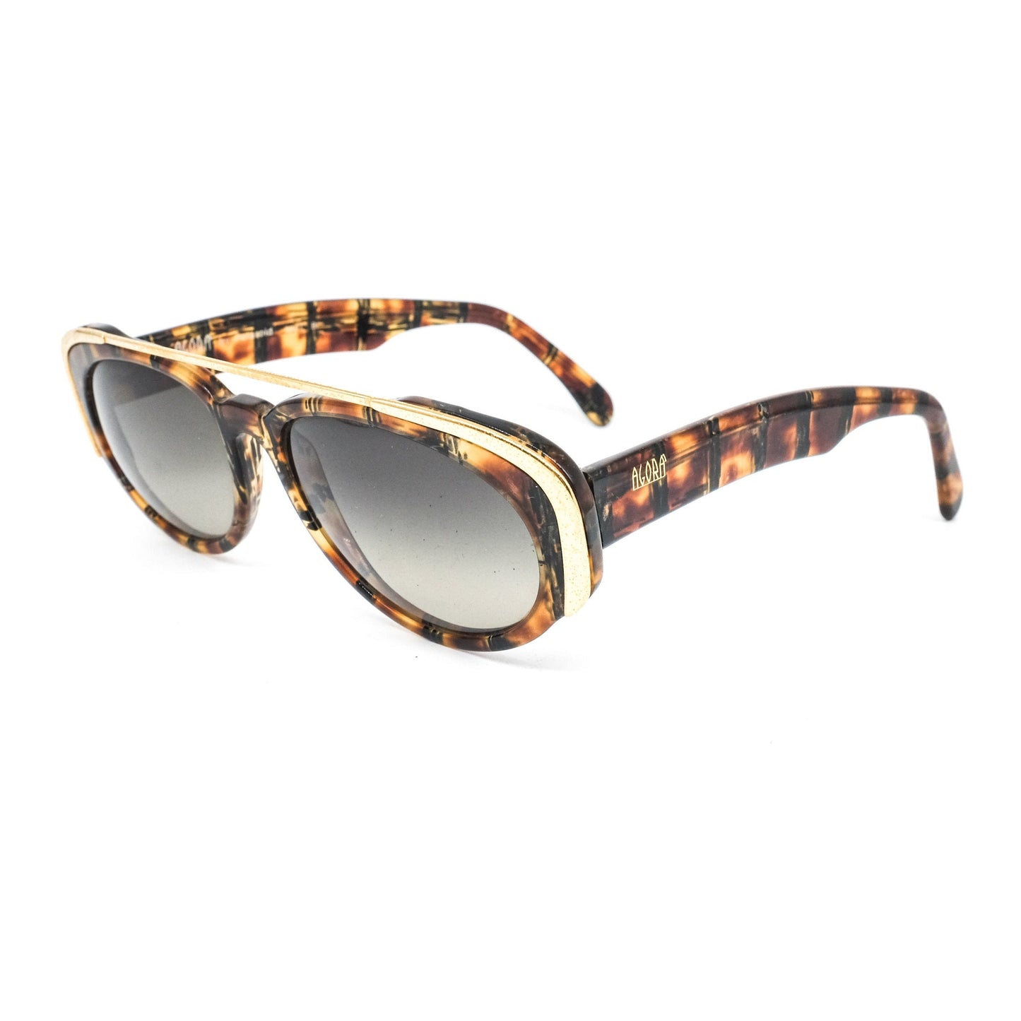 Polaroid coolest oval tortoise sunglasses w unique golden arch browline, NoS 80s Italy