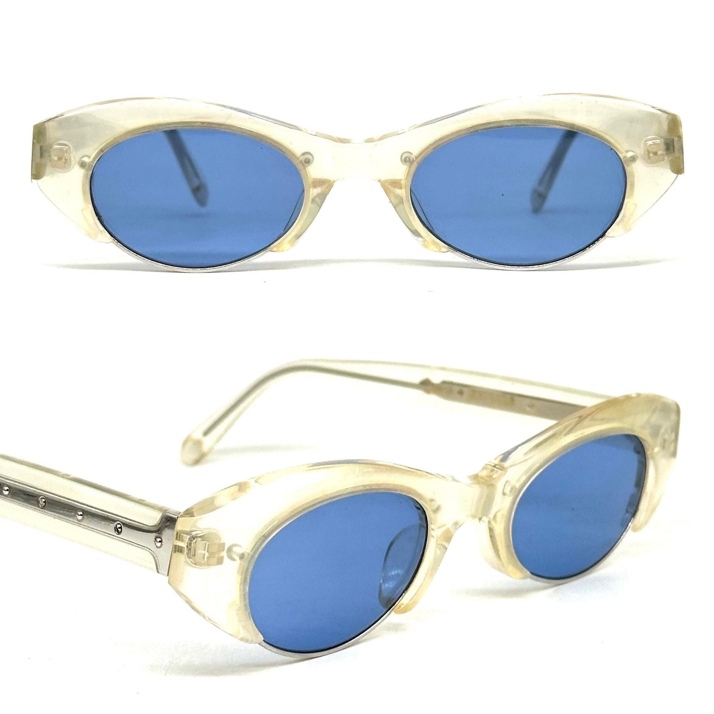 MATSUDA 10612 Mother of Pearl and Matte Dark Green Marble Steampunk Vintage Sunglasses  Made in Japan 90s NOS