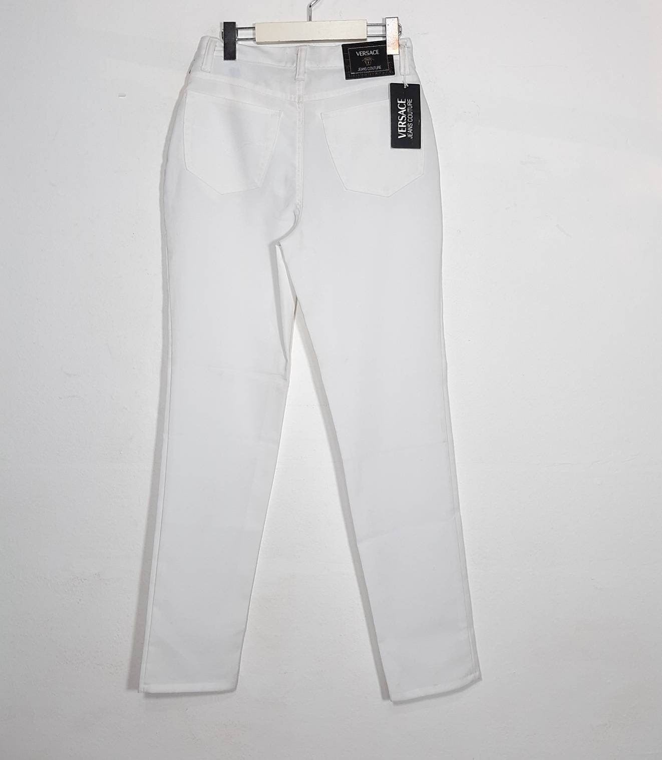 Versace Jeans Couture NOS white cotton/spandex pants Medusa badge sz 31 90s with tags